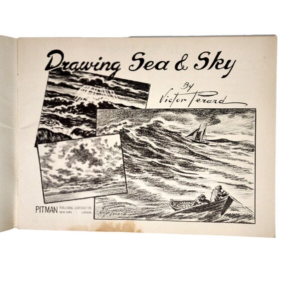 Victor Perard Drawing Sea & Sky1948 with Sketching Landscape 1947 RARE Vint Set - Picture 3 of 11